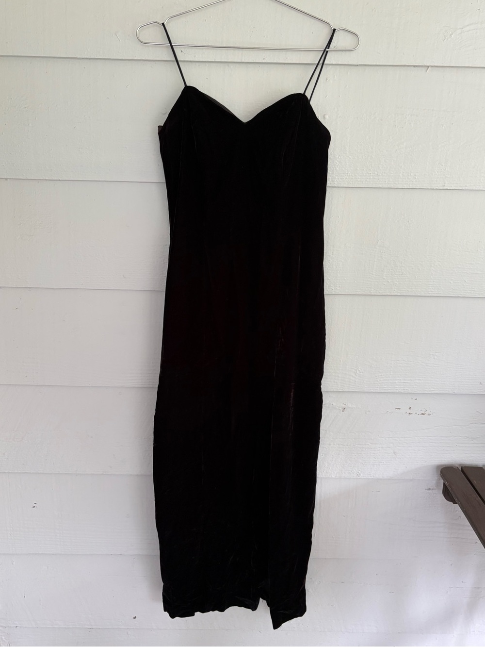 Vintage Karen Lucas for Niki Black Velvet Midi Slip Dress Size 8P Whimsigoth